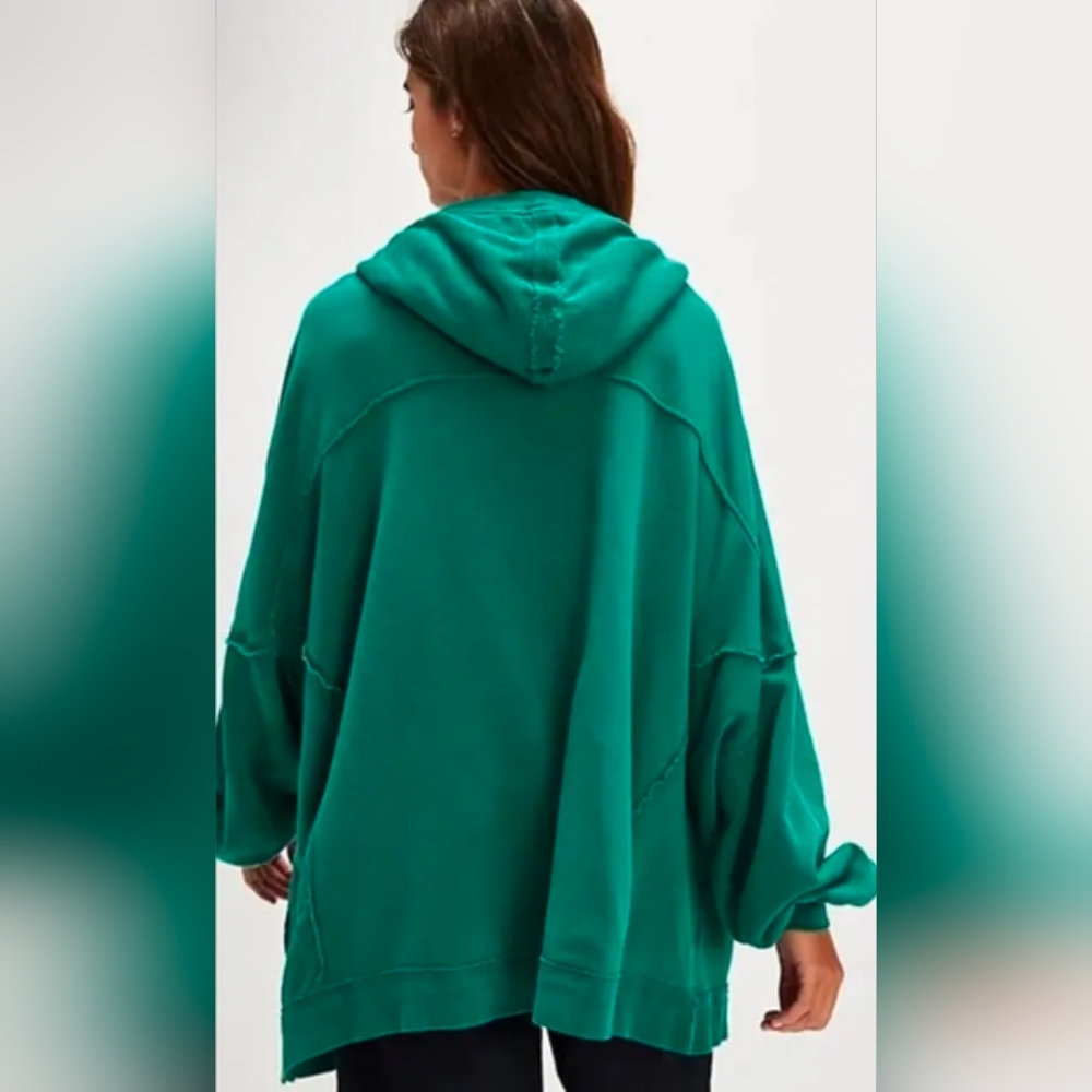 Free People We The Free Hoodie with Drawstrings Green M NWT - Picture 2 of 6